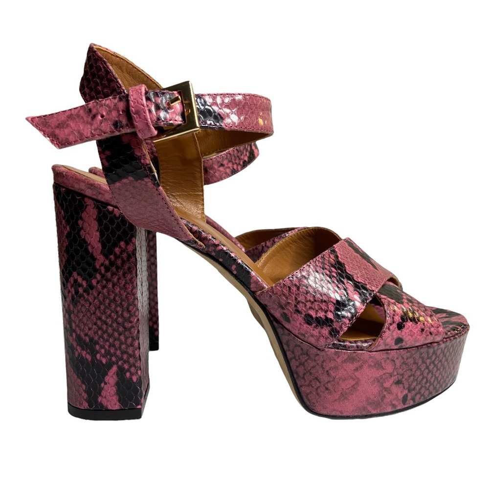 Paris Texas Pink Python Embossed Platform Sandals - image 1